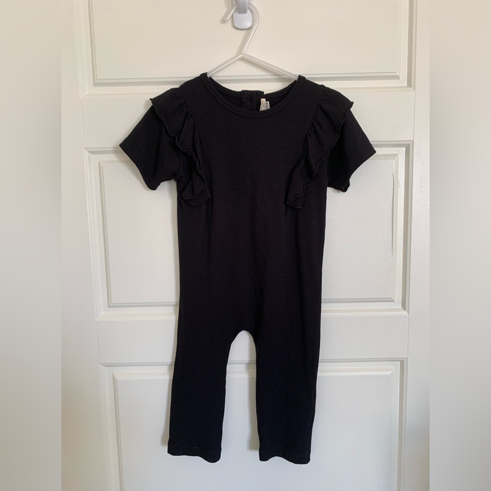 MOTHER short sleeved black Alice romper 18/24 months